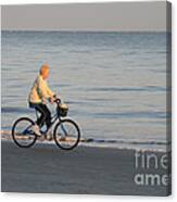 Woman Riding A Bike On The Beach Hilton Head South Carol Canvas Print