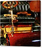 Wooden Steering Wheel On Car Canvas Print