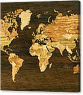 Wooden World Map Canvas Print