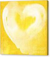 Yellow And White Love- Heart Art By Linda Woods Canvas Print