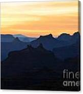 Yellow Orange Sunset Twilight Over Silhouetted Spires In Grand Canyon National Park Canvas Print