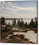 Yellowstone Lake With Geothermic Pools Canvas Print