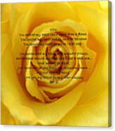 You Poem On Yellow Rose Canvas Print