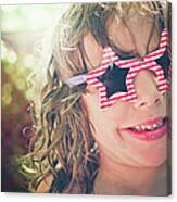 Young Boy Wearing Patriotic Sunglasses Canvas Print