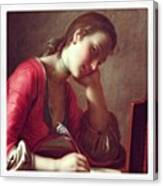 Young Girl Writing A Love Letter 1775 Canvas Print
