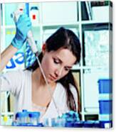 Young Woman Using Pipette Canvas Print