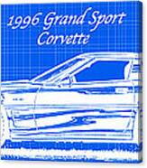 1996 Grand Sport Corvette Blueprint Canvas Print