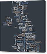 Great Britain Uk City Text Map #1 Canvas Print