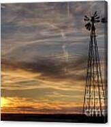 Windmill And Sunset #1 Canvas Print