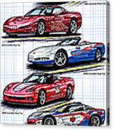 1978 - 2008 Indy 500 Corvette Pace Cars Canvas Print