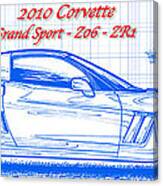 2010 Corvette Grand Sport - Z06 - Zr1 Blueprint Canvas Print
