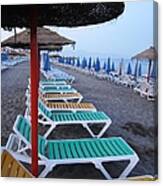 Beach Umbrellas And Chairs Costa Del Sol Spain #7 Canvas Print