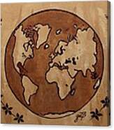 Abstract World Globe Map Coffee Painting Canvas Print