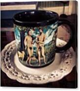 Adam And Eve Gettin Frisky On My Coffee Canvas Print