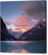 Alpenglow Lake Louise And Victoria Canvas Print