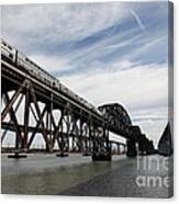 Amtrak Train Riding Atop The Benicia-martinez Train Bridge In California - 5d18727 Canvas Print