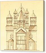 Architectural Drawing Of Maria Laach Abbey In Germany Canvas Print