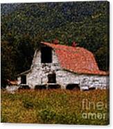 Barn In Mountains Canvas Print