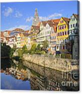 Beautiful German Town Tuebingen - Neckar Waterfront Canvas Print
