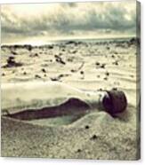 #bottle On #tulum #beach In #mexico Canvas Print