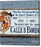 Bourbon Street Historic Plaque French Quarter New Orleans Cutout Digital Art Canvas Print