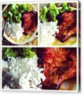 #broccoli #rice #pork #meat #lunch Canvas Print