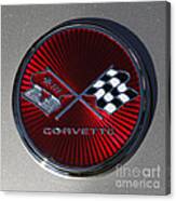 C3 Corvette Emblem Silver Canvas Print