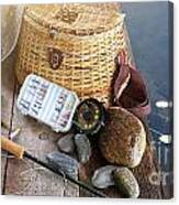 Close-up Of Fishing Equipment And Hat Canvas Print