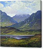 Connemara Landscape With Cattle By Lake Canvas Print