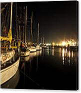 Coos Bay Sailboats At Night Canvas Print