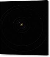 Digital Illustration Of Saturn And Its Moons Canvas Print