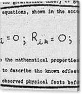 Einsteins Theory Of Gravity Canvas Print
