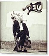 Elderly Couple Walking Hand In Hand Canvas Print