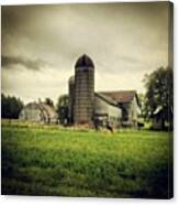 #farm #barn #cow #midwest Canvas Print