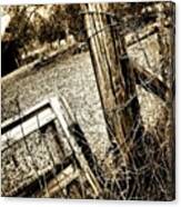 #farmlife #fence #metal #wood #grass Canvas Print