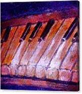 Feeling The Blues On Piano In Magenta Orange Red In D Major With Black And White Keys Of Music Canvas Print