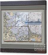 Framed Boston Harbor with Boston Light 6 Tile Set Mixed Media by P ...