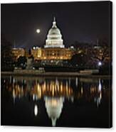 Full Moon At The Us Capitol Canvas Print