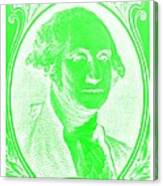 George Washington In Negative Green Canvas Print