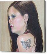 Girl With The Butterfly Tattoo Canvas Print