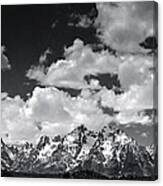 Grand Tetons Panorama In Monochrome Canvas Print
