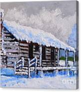 Hawkeye Cabin In Winter Canvas Print