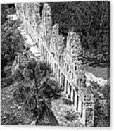 House Of The Doves At Uxmal Mexico Black And White Canvas Print