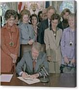 Jimmy Carter Signs A House Canvas Print