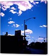 Light Blue Chicago Sky. Dark Streets Canvas Print