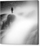 Man At Waterfall Canvas Print