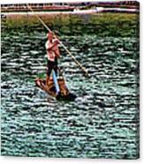 Man On Raft Li River Guilin China Canvas Print