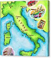 Map Of Italy Canvas Print