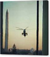 Marine One Landing On South Lawn Of Canvas Print