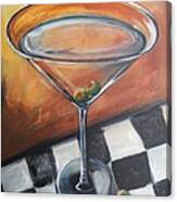 Martini On Checkered Tablecloth Canvas Print